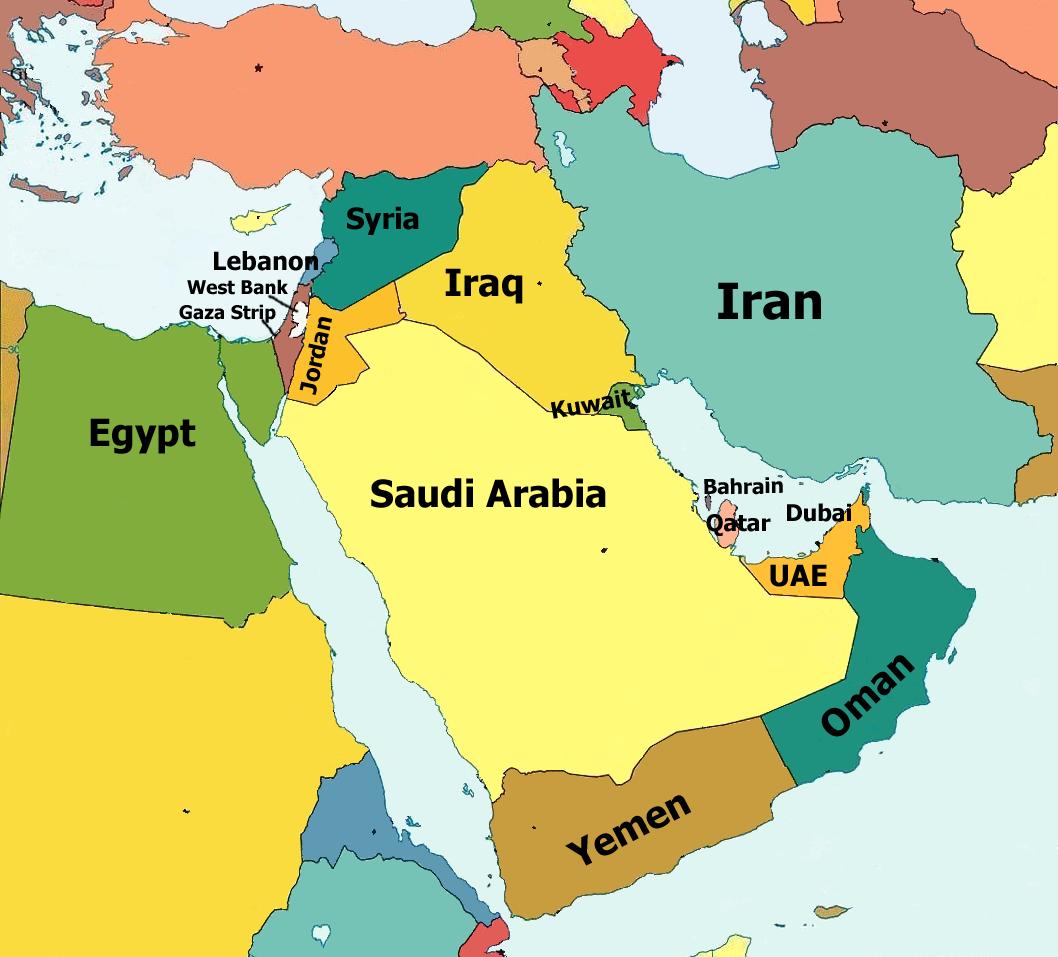 middle east map Middle East or the Middle East, southwest Asia,
