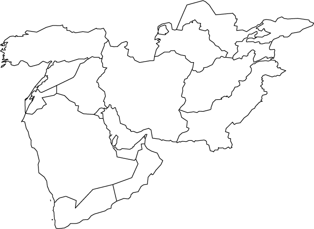 North Africa Southwest Central Asia Outline Map 24