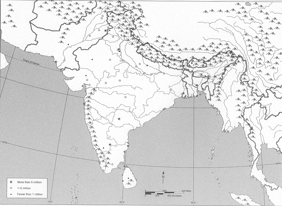 blank south asia maps