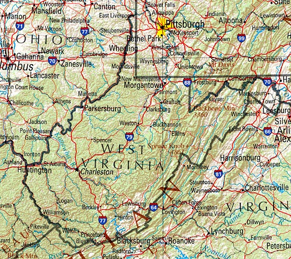West Virginia, is one of the U.S. states. Virginia'yla the southeast,