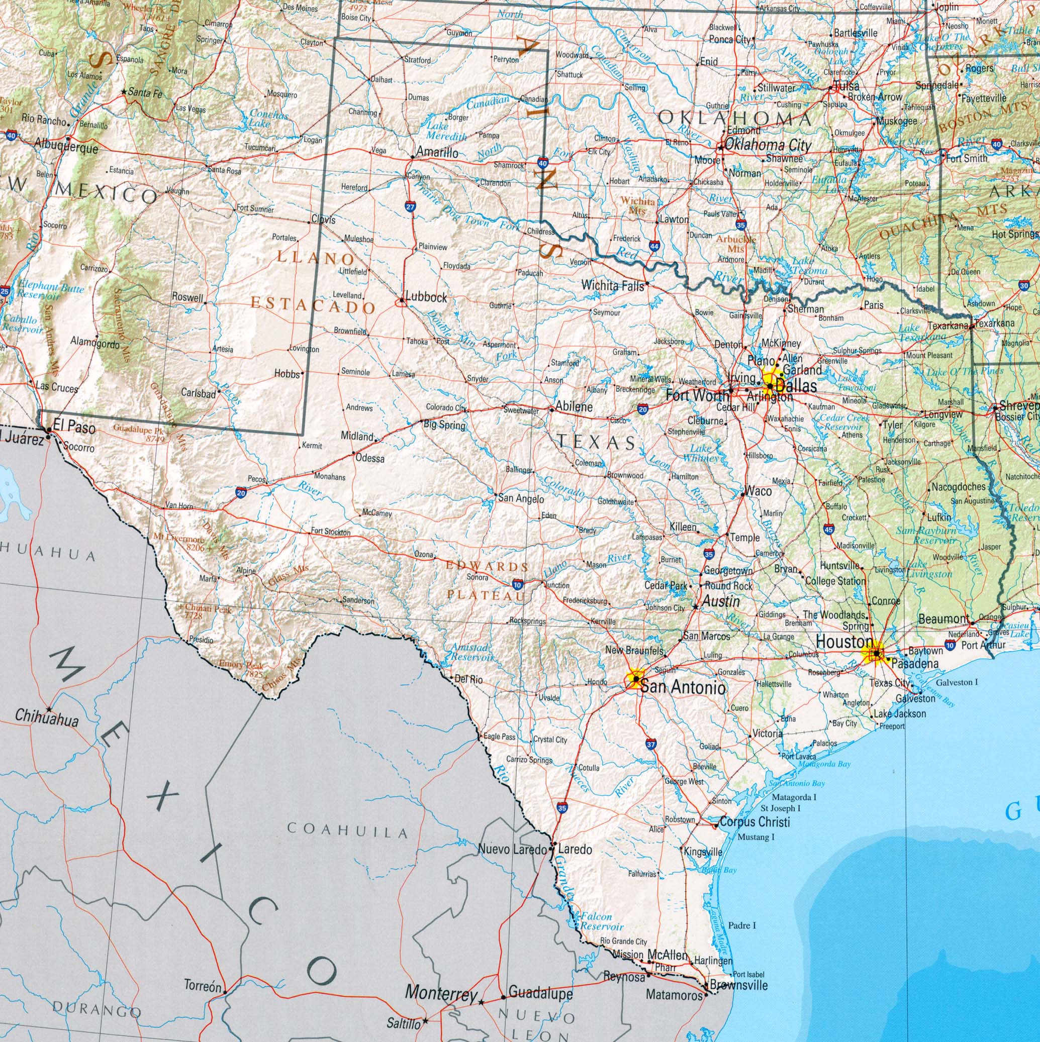 Texas Physical Map Map Pictures