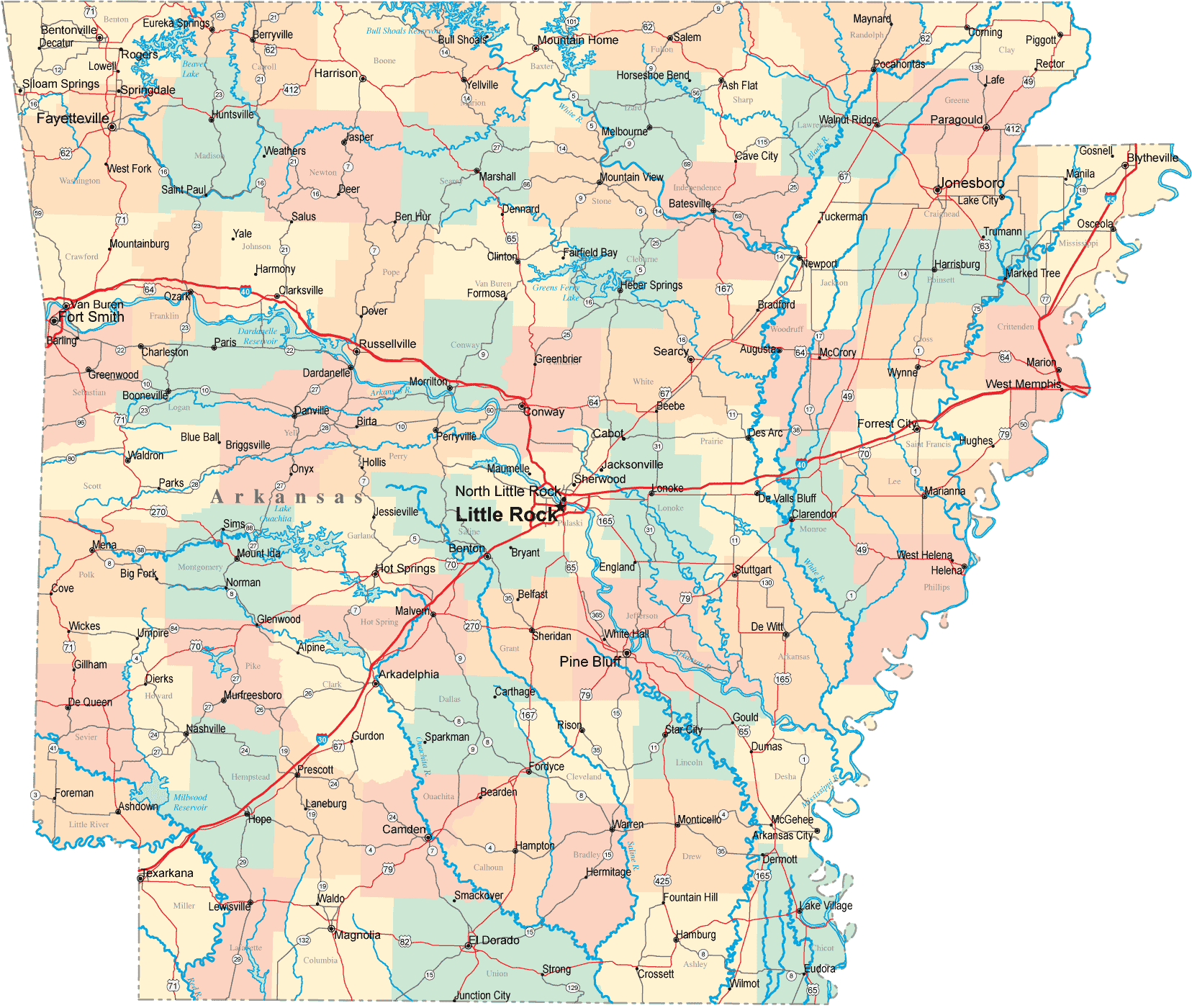 arkansas road map