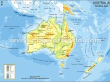 australia continent physical map