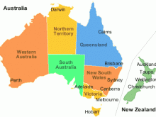 australia new zealand map