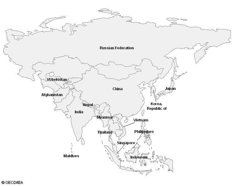 Blank World Map Of Asia - Map of world