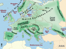 europe landforms map
