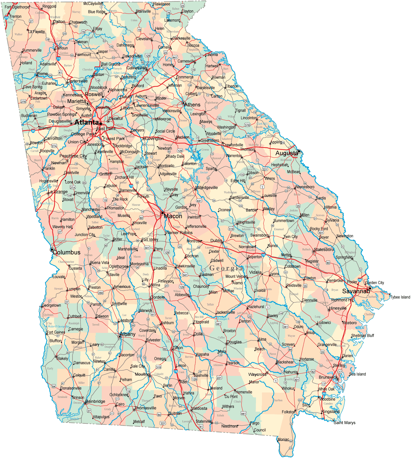 georgia road map georgia road map