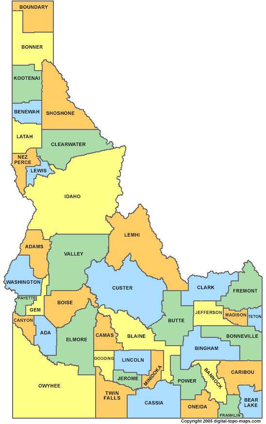 idaho county map idaho county map