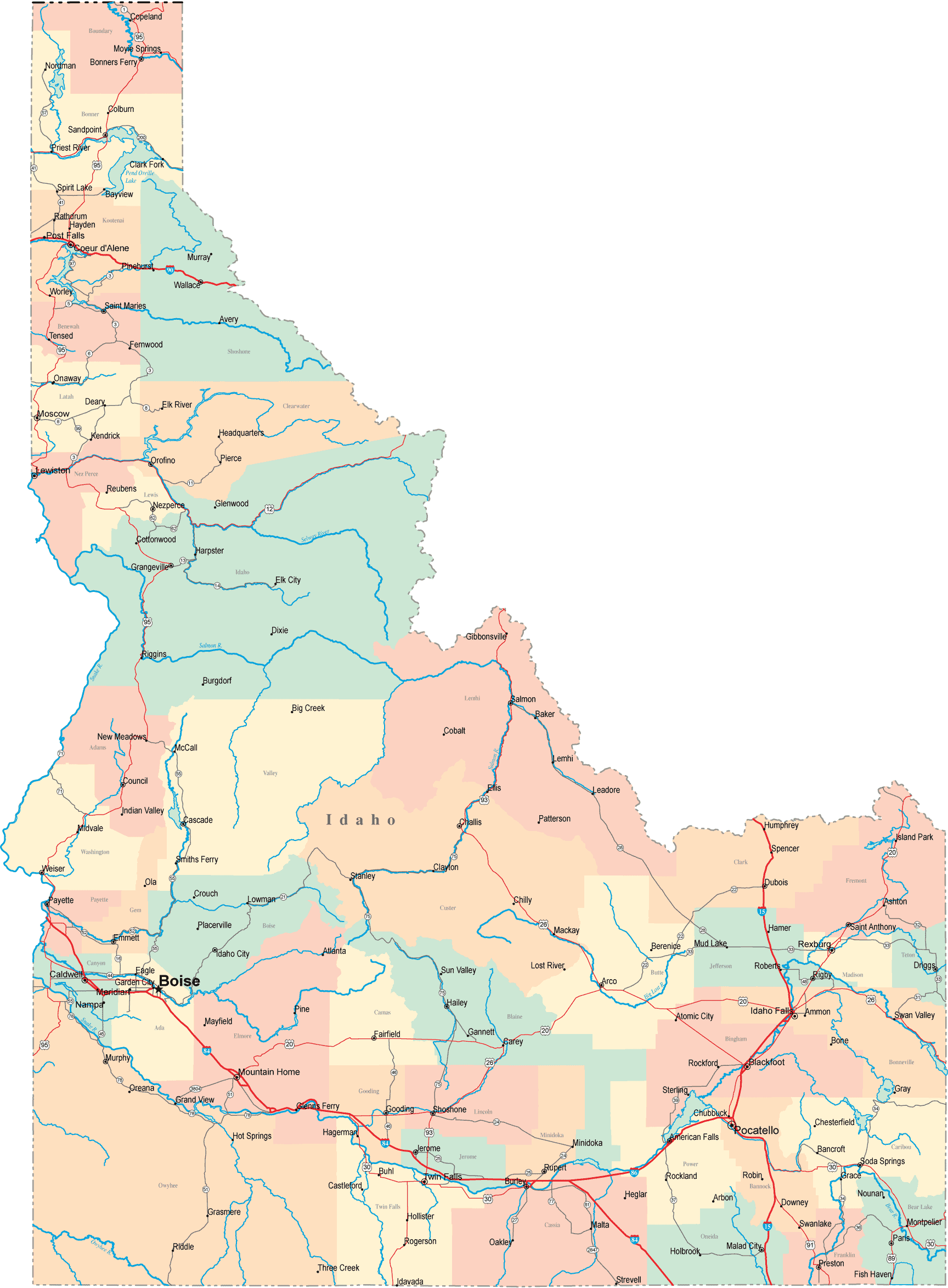 idaho road map idaho road map