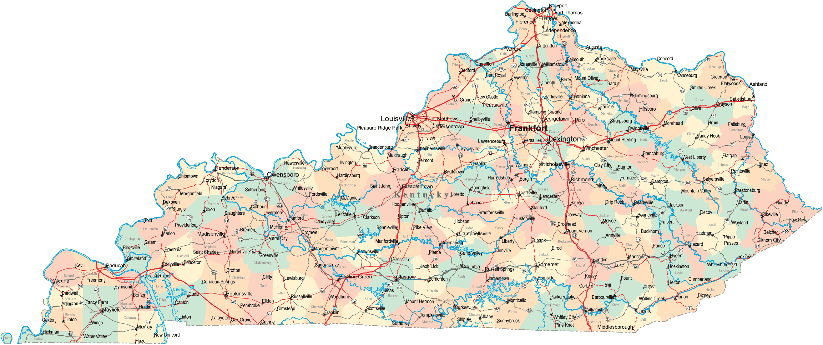 map of kentucky