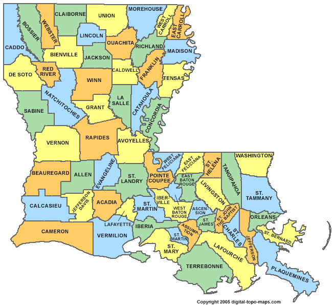 louisiana county map louisiana county map