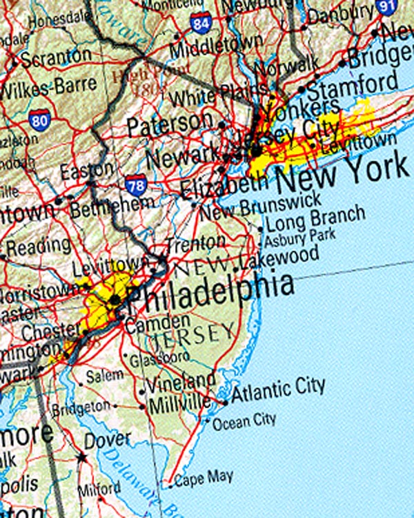 map of new jersey