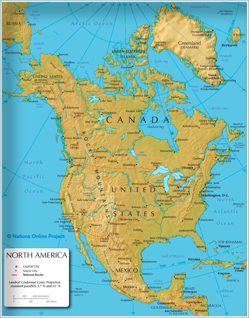 Map of North America Map of North America
