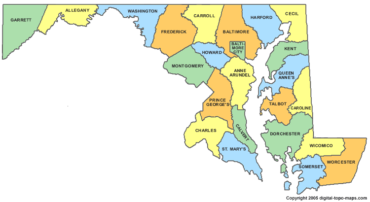 maryland county map maryland county map