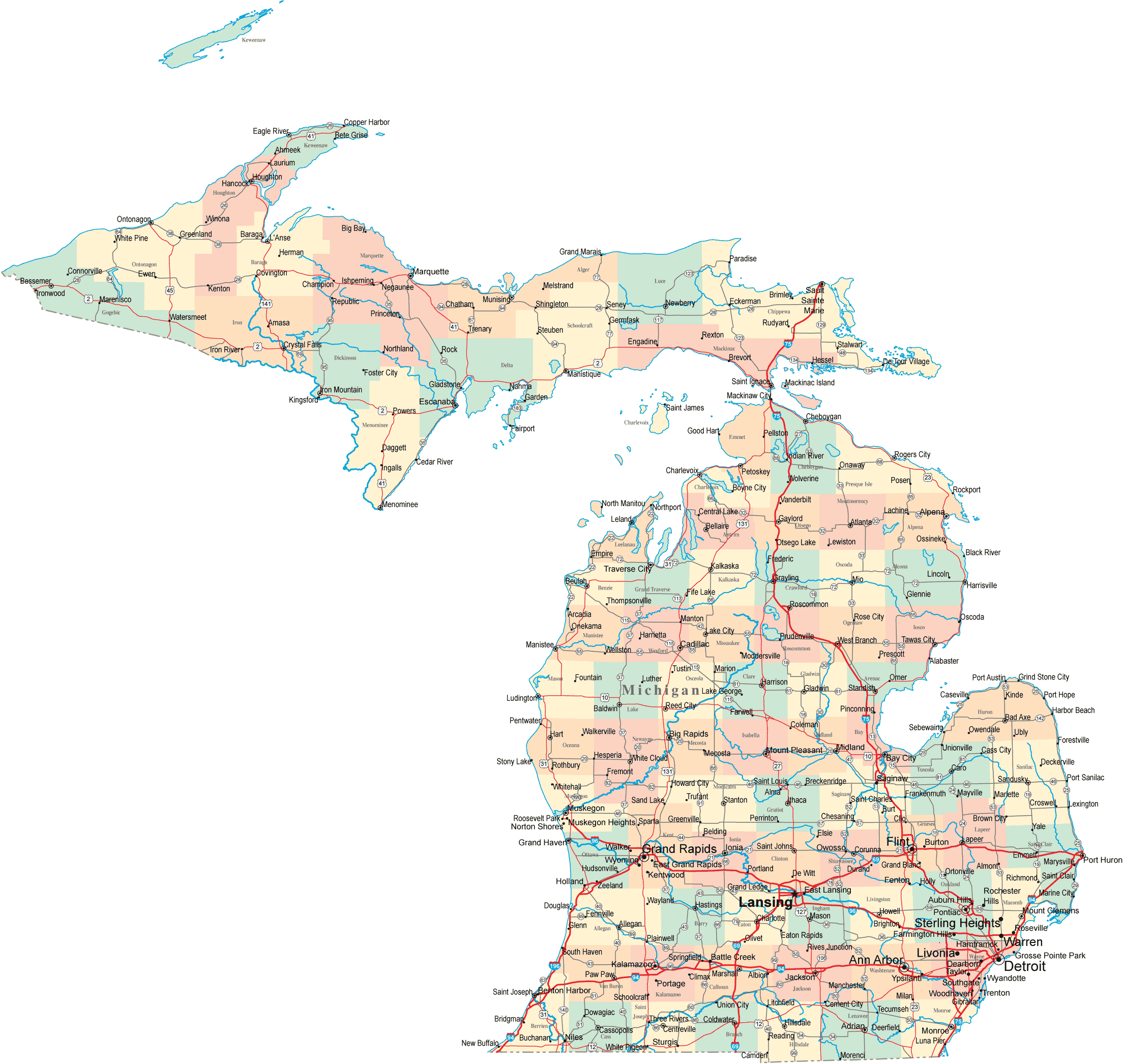 map of michigan - America Maps - Map Pictures