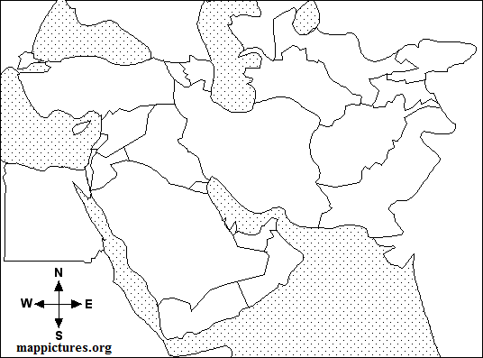 middle east outline maps