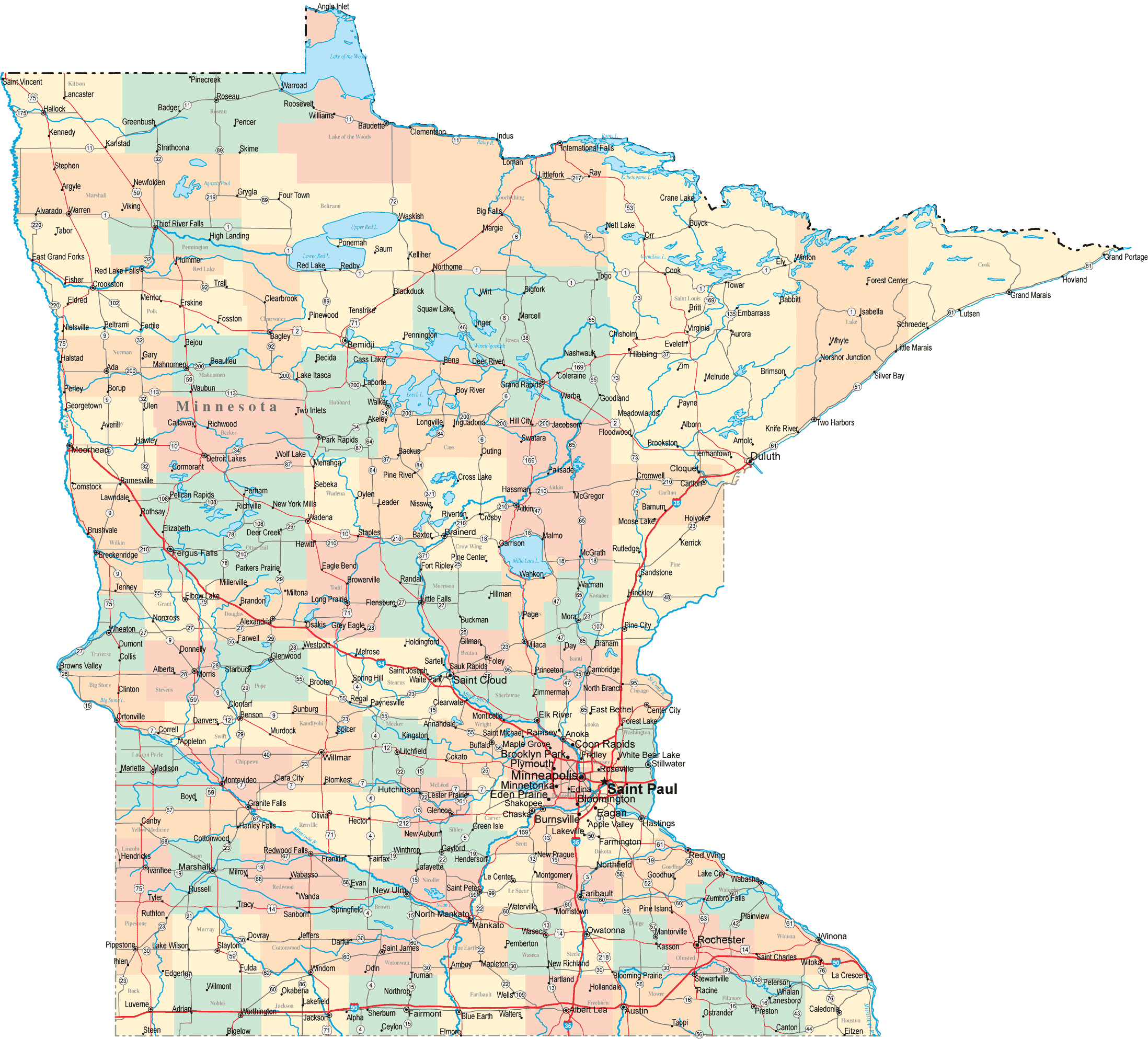 minnesota road map minnesota road map