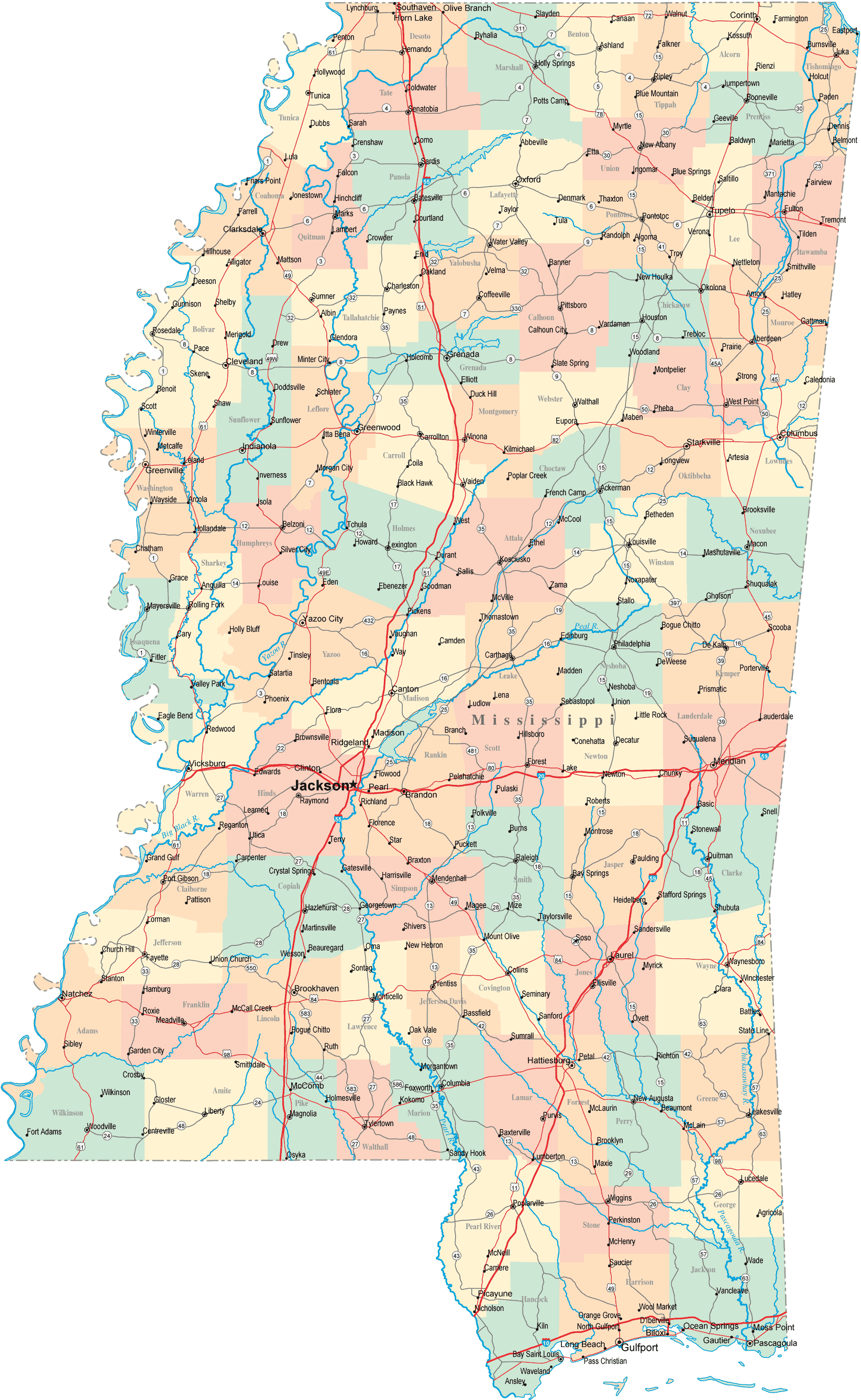 map of mississippi
