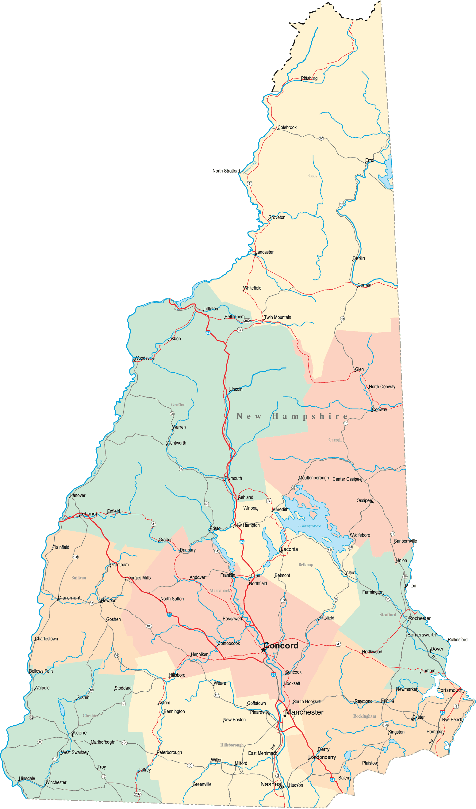 map of new hampshire