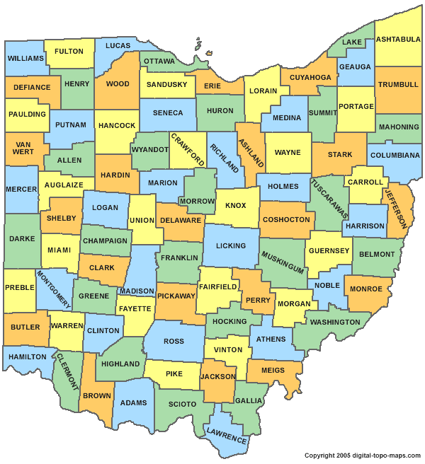 ohio county map ohio county map