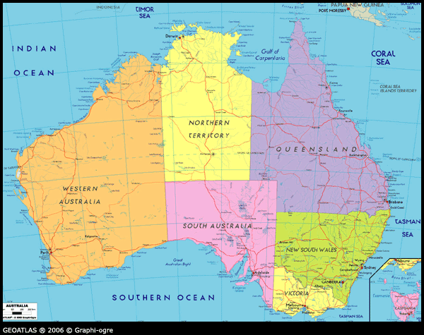 political map of australia political map of australia