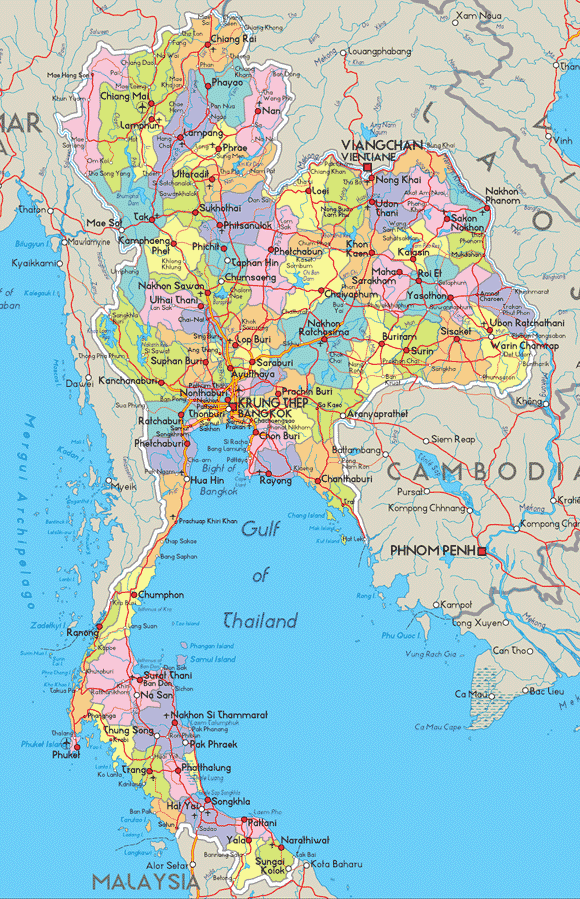 political map of thailand political map of thailand