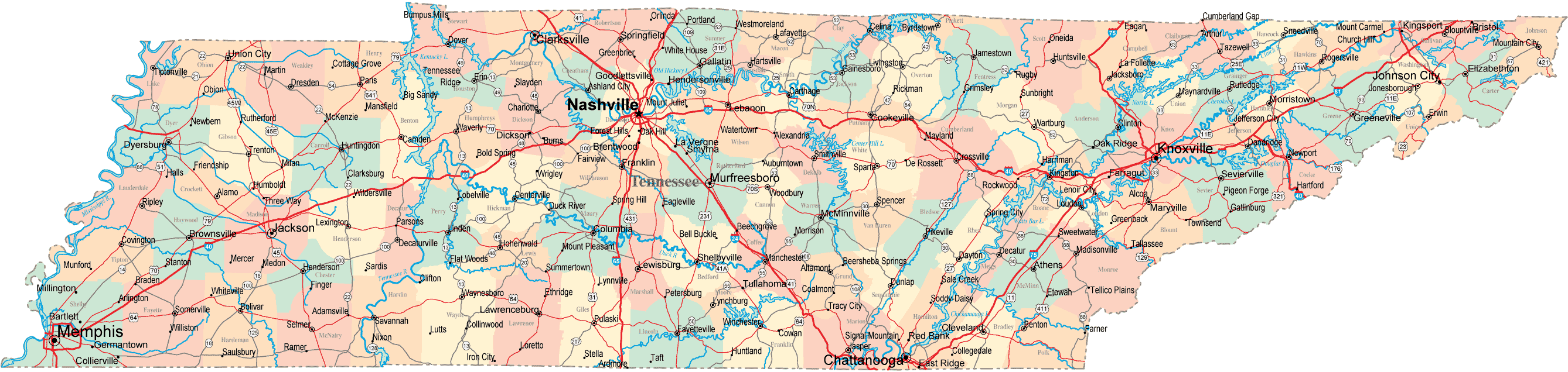 map of tennessee