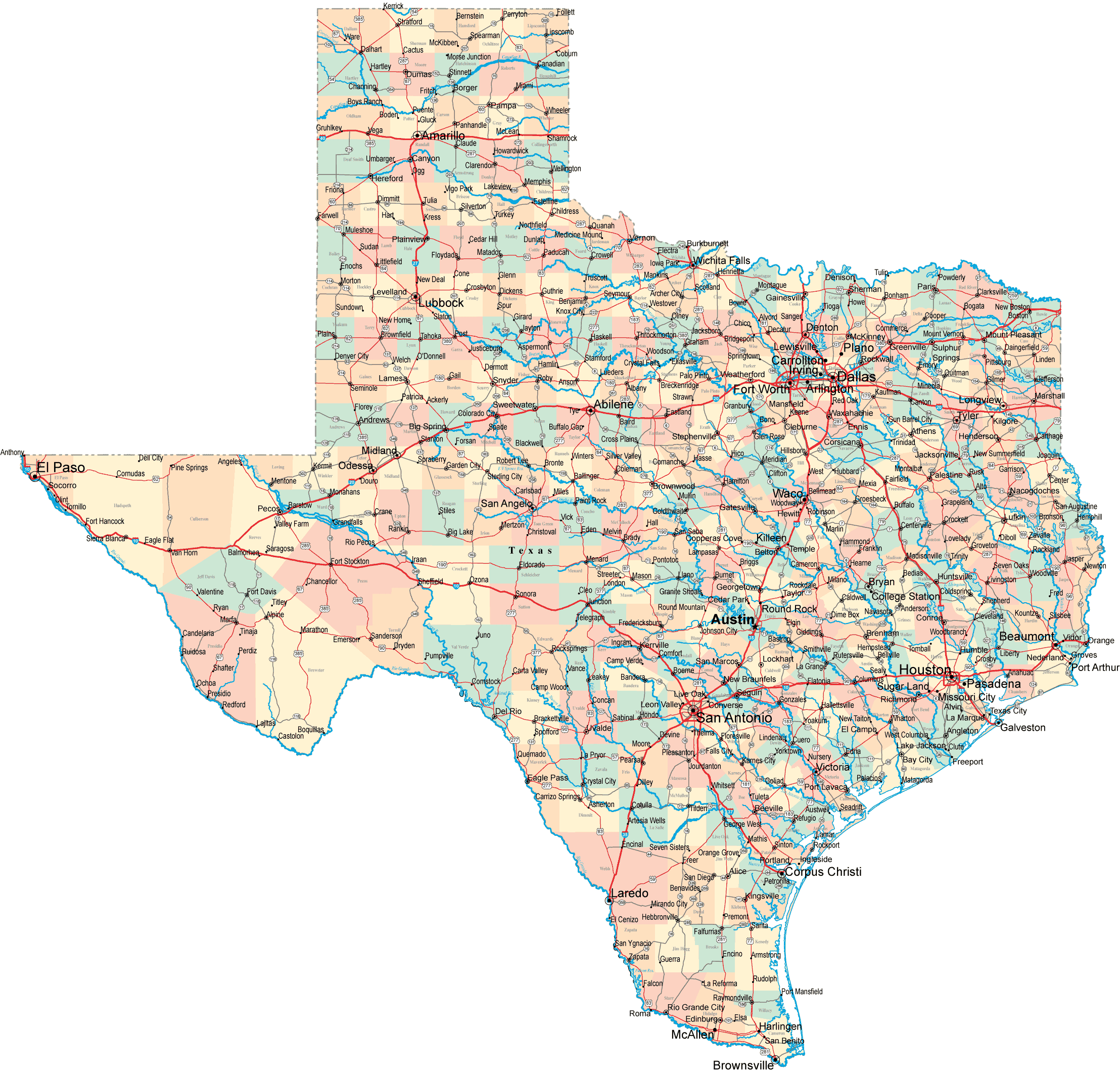 texas road map texas road map