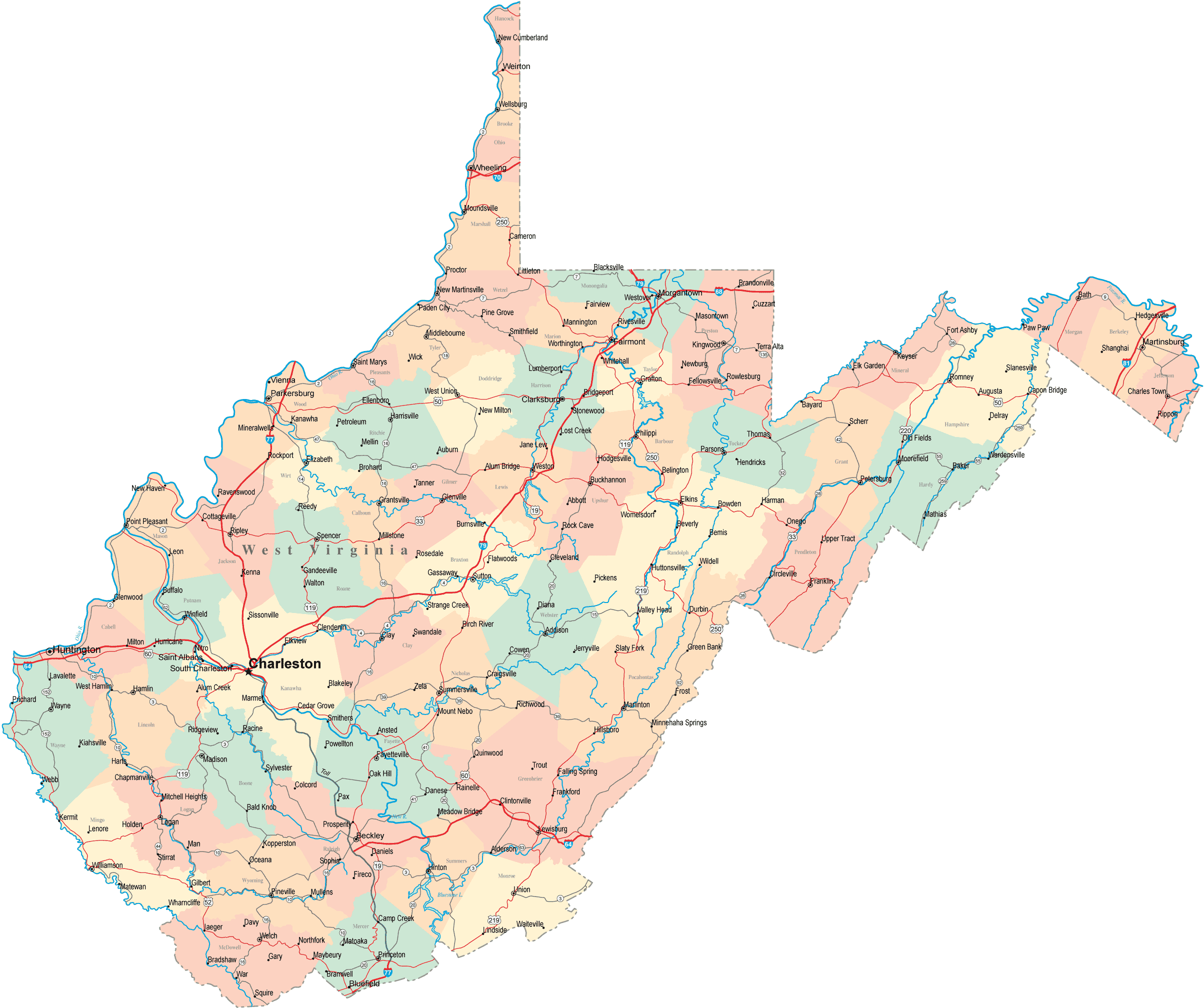 west virginia road map west virginia road map