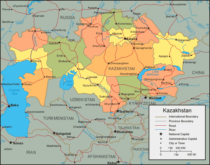 kazakhstan map