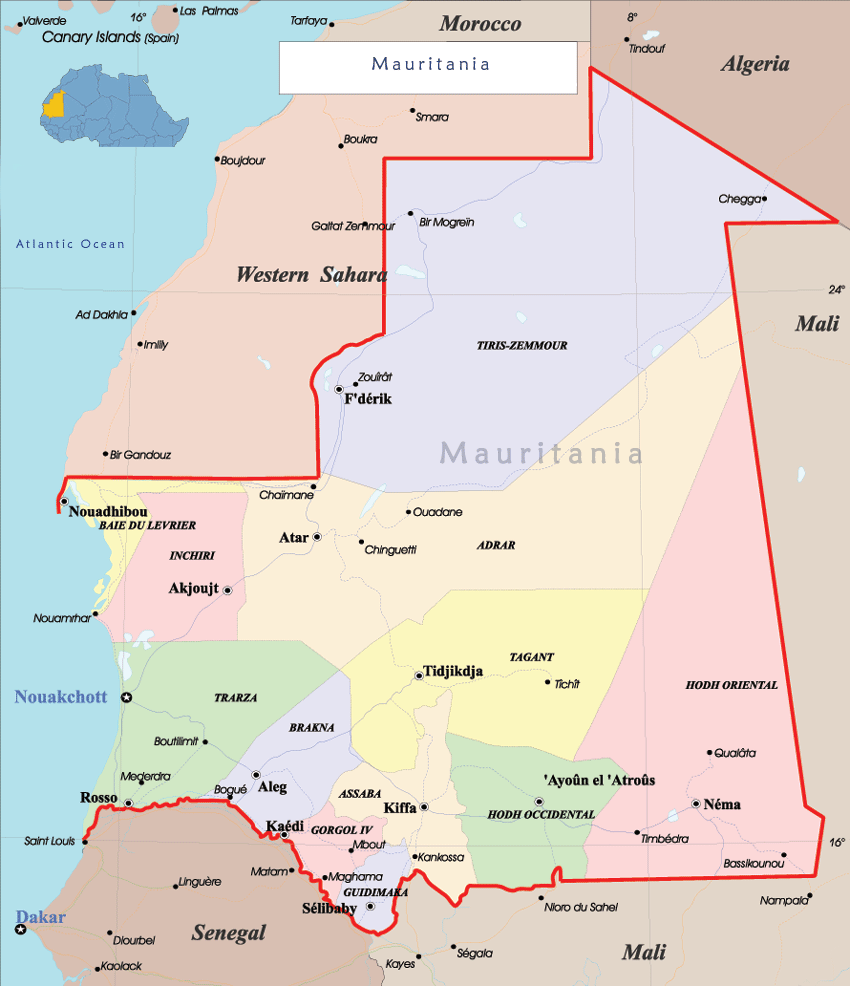 mauritania map mauritania map