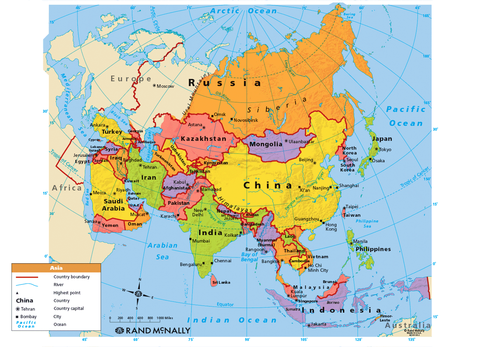 Free Printable Map Of Asia With Countries 