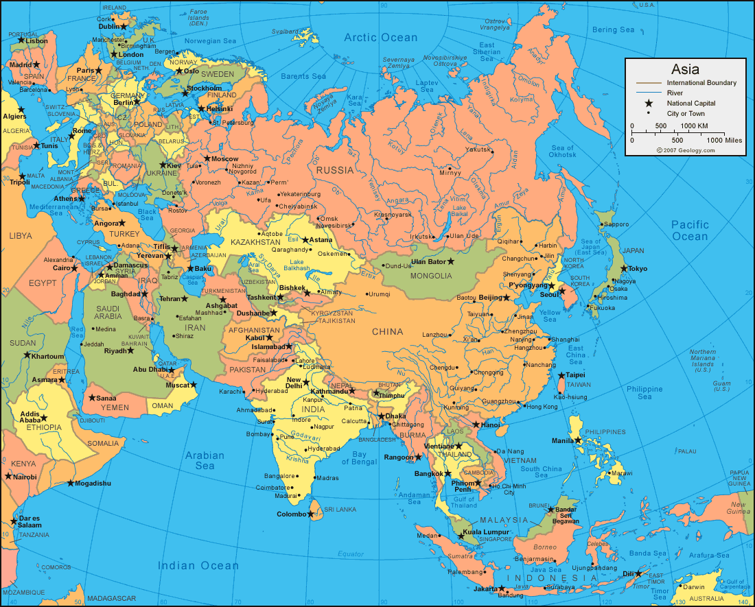 asia map political - Asia Maps - Map Pictures