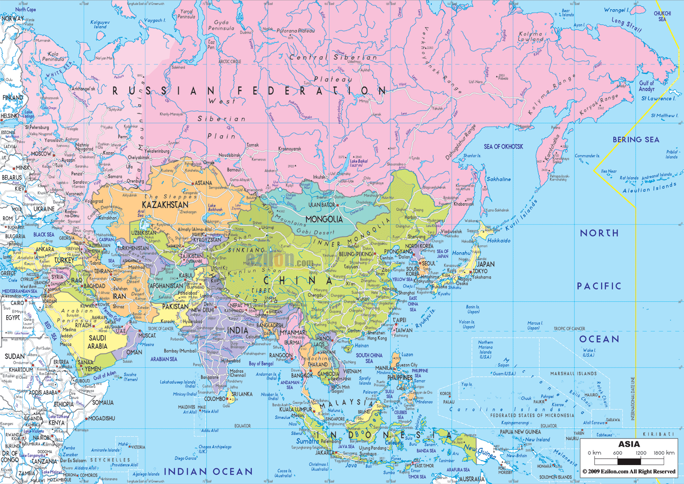 Google Asia Map With Countries Map of world Google Map Of Asia Countries
