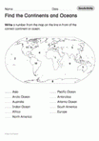 continents and oceans activities