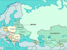 Map of Russia and Europe