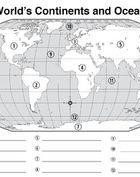 continents and oceans activities