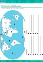 continents oceans worksheets
