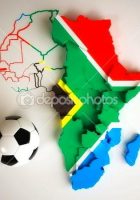 South African flag on African map