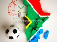 South African flag on African map