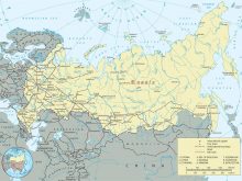 Map of Russia and Europe