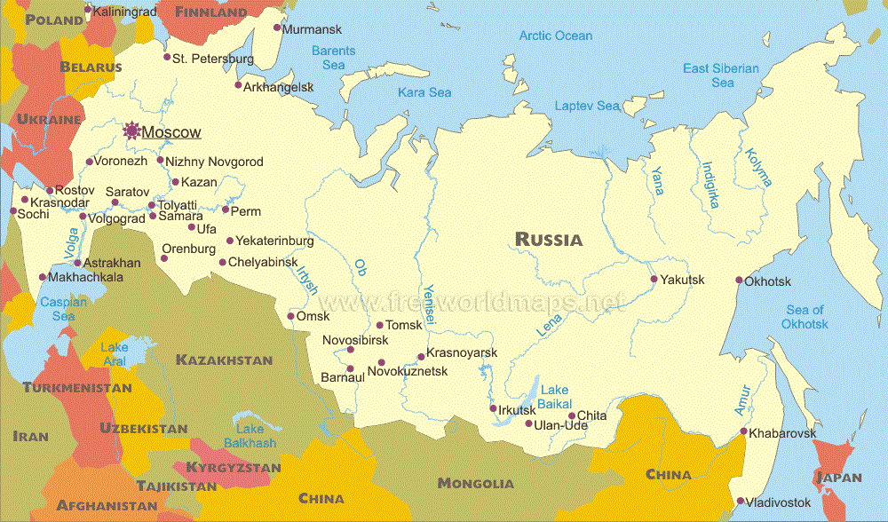 Города россии находятся восточнее. Карта России. Карта России с городами. Расположение России на карте. Границы РФ на карте.