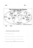 continents oceans worksheets