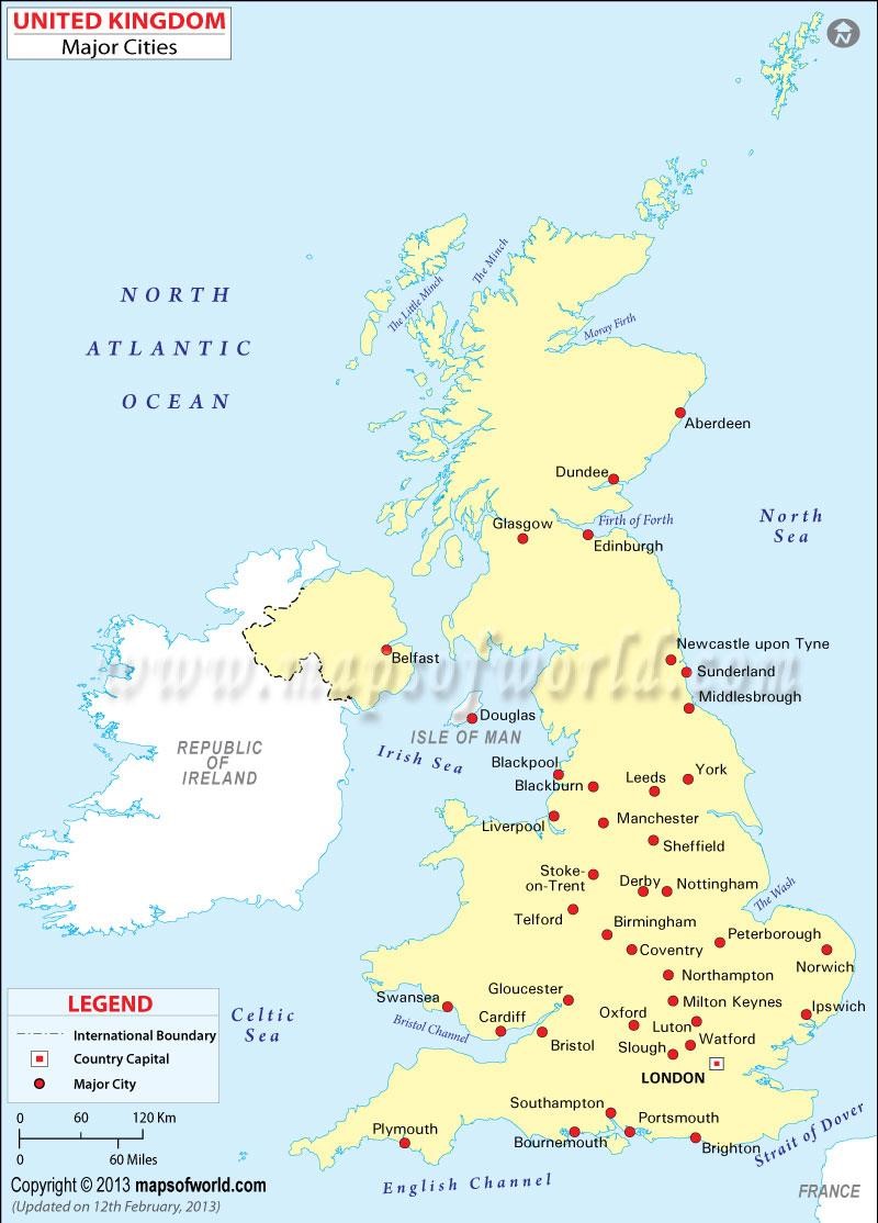 England Cities Map