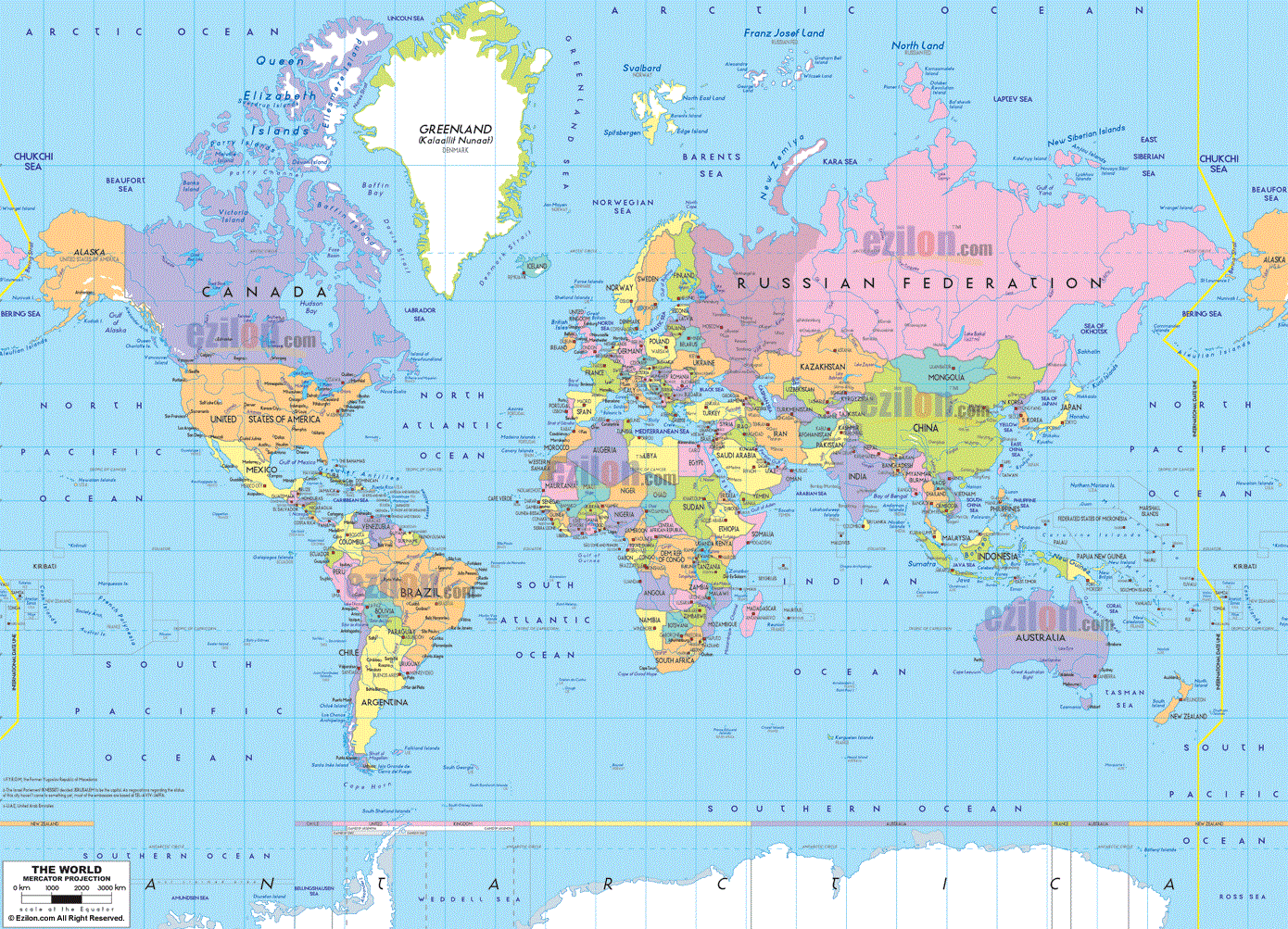 Местоположение стран на карте. Географическая карта.