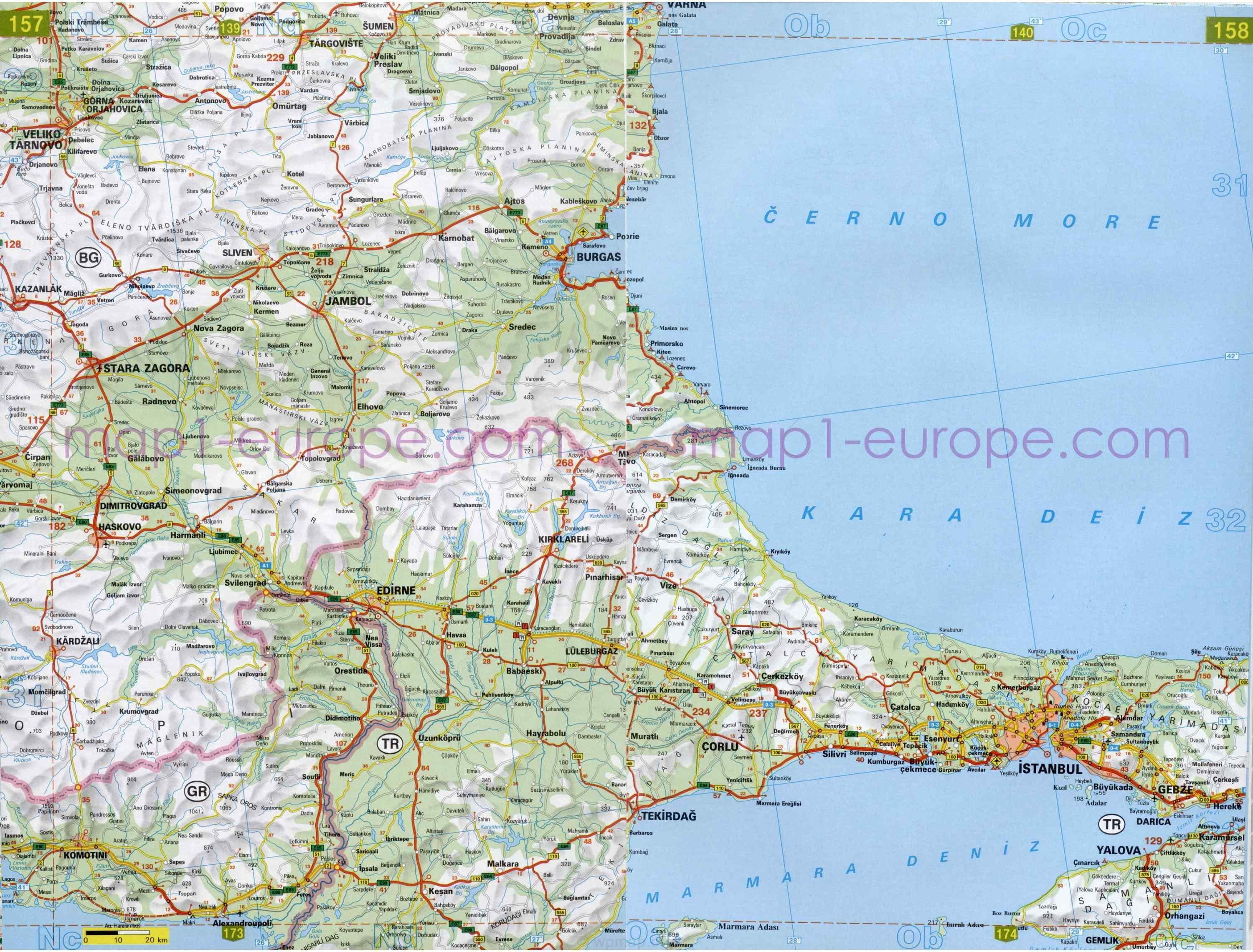 road map and political map of turkey