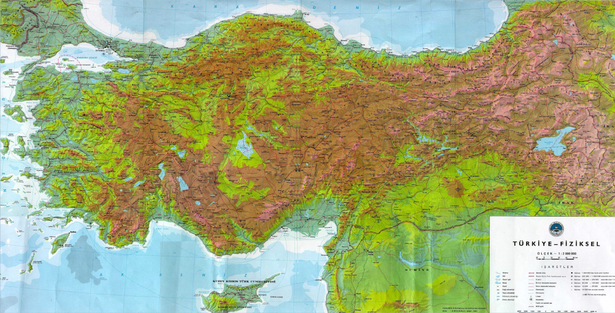 Turkey Map Physical Features