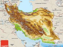 physical 3d map of iran shaded relief outside