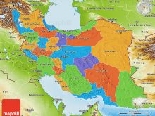 political 3d map of iran physical outside