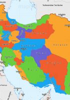 political simple map of iran single color outside borders labels